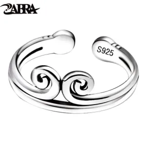 Pure 925 Sterling Silver Engagement Open Couple Ring For Women Men Lovers Vintage Handmade aneis de prata 925