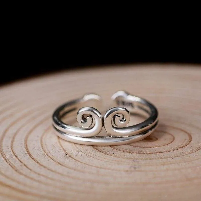Pure 925 Sterling Silver Engagement Open Couple Ring For Women Men Lovers Vintage Handmade aneis de prata 925