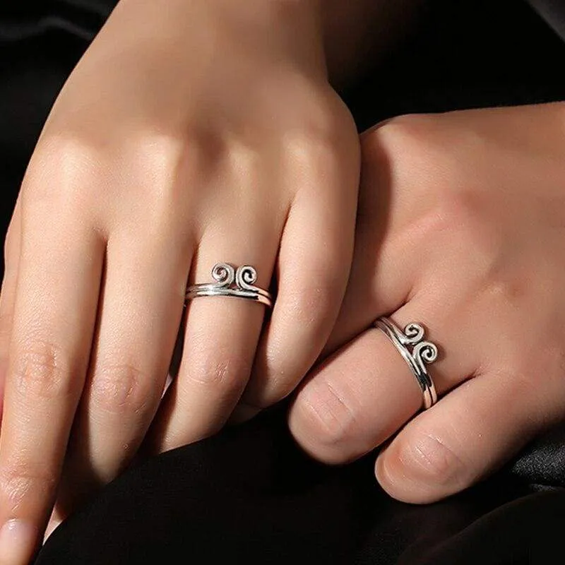 Pure 925 Sterling Silver Engagement Open Couple Ring For Women Men Lovers Vintage Handmade aneis de prata 925