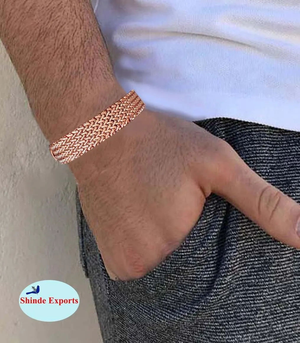 pure copper large solid heavy chain link bracelet for men women