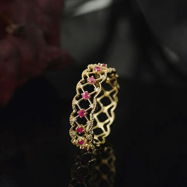 "Scarlett" Filigree Crystal ring