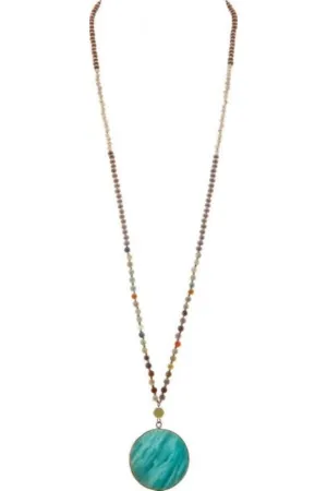Rain Jewelry Collection Gold Green Stone Pendant Necklace Set