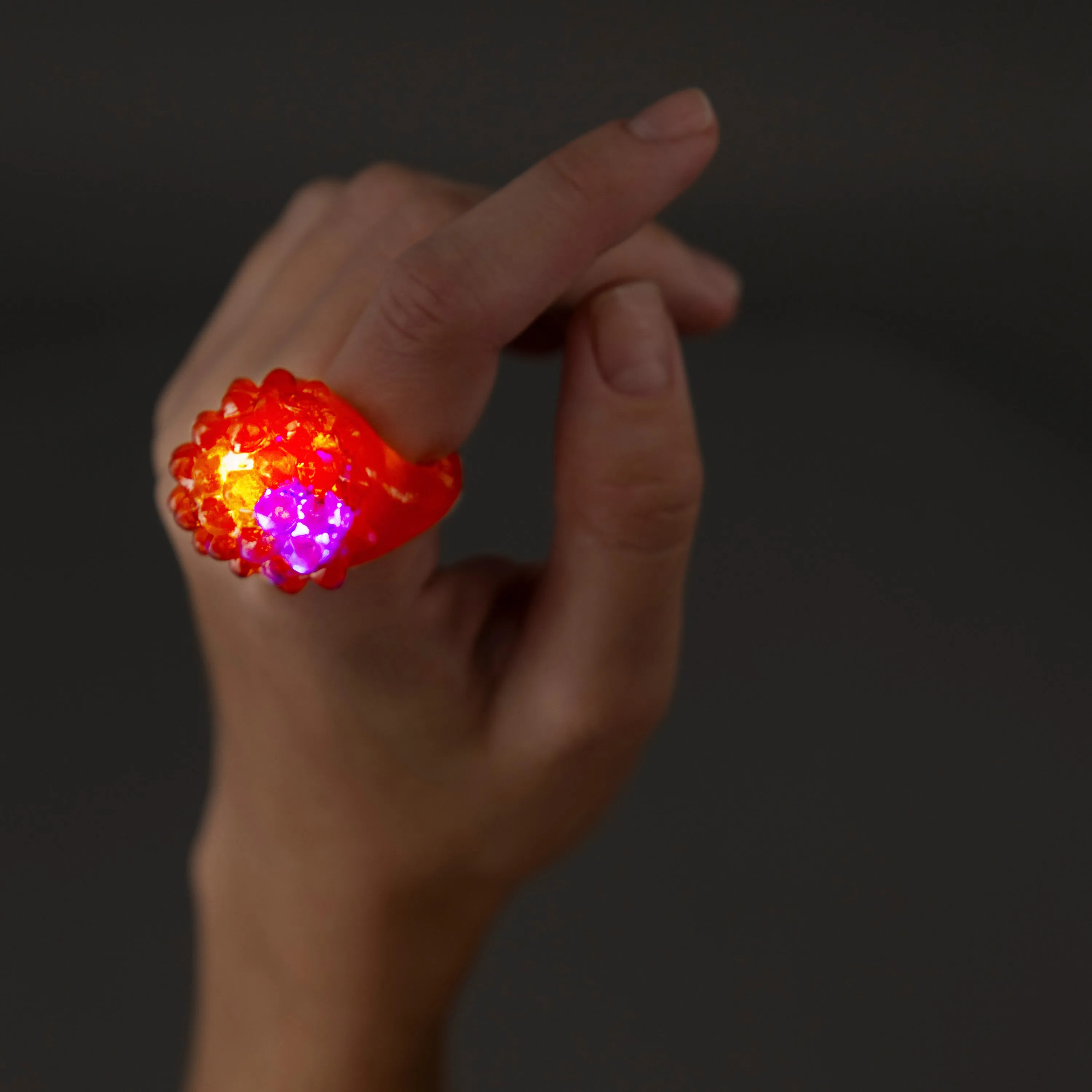 Red LED Flashing Jelly Bumpy Light Up Rings - Pack of 96