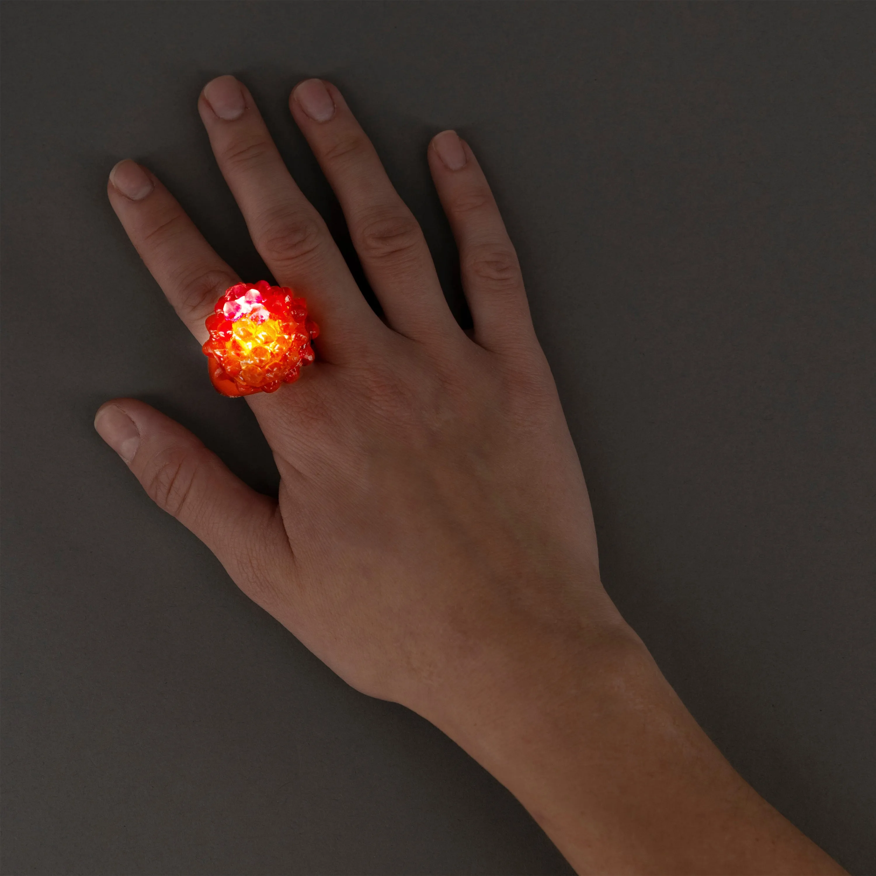 Red LED Flashing Jelly Bumpy Light Up Rings - Pack of 96