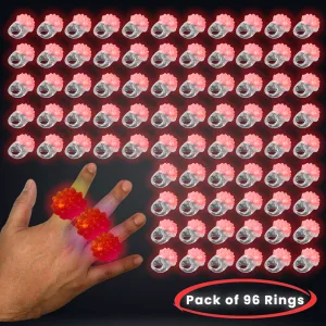 Red LED Flashing Jelly Bumpy Light Up Rings - Pack of 96
