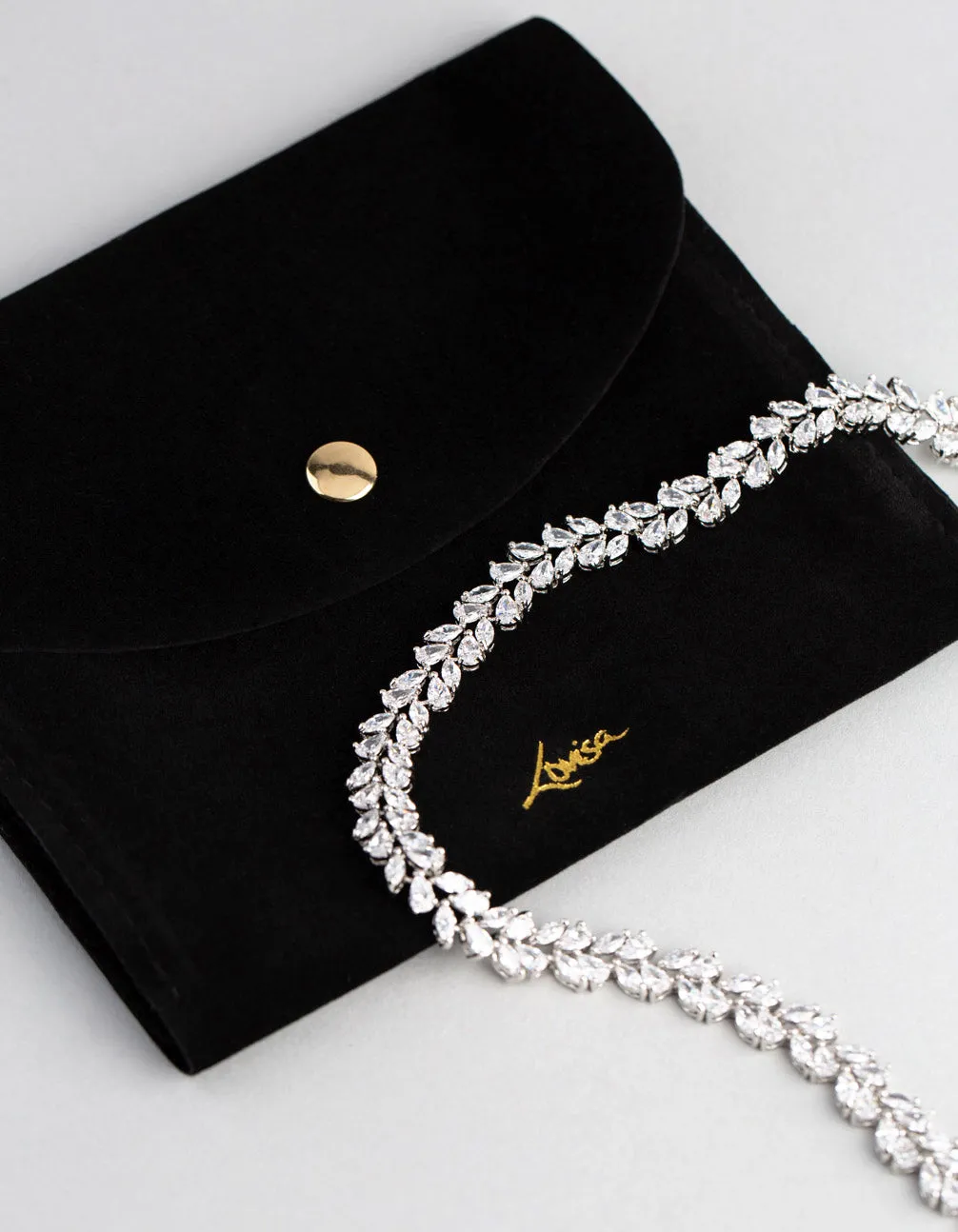 Rhodium Cubic Zirconia Statement Navette Stone Necklace