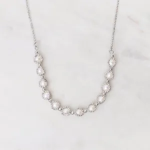Rhodium Plated Sterling 12 Captured Pearls Necklace