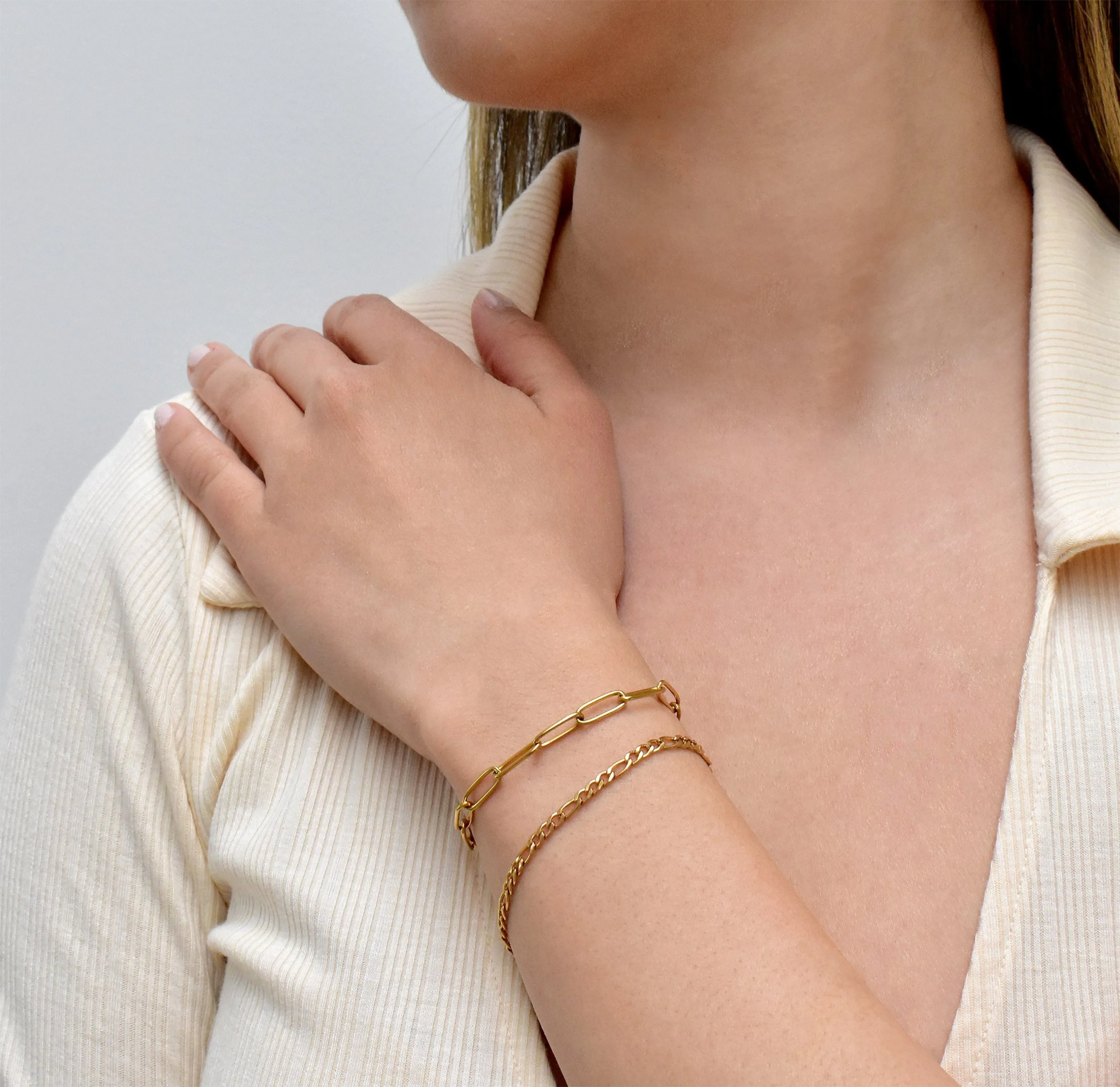 RICKY GOLD PAPERCLIP CHAIN BRACELET