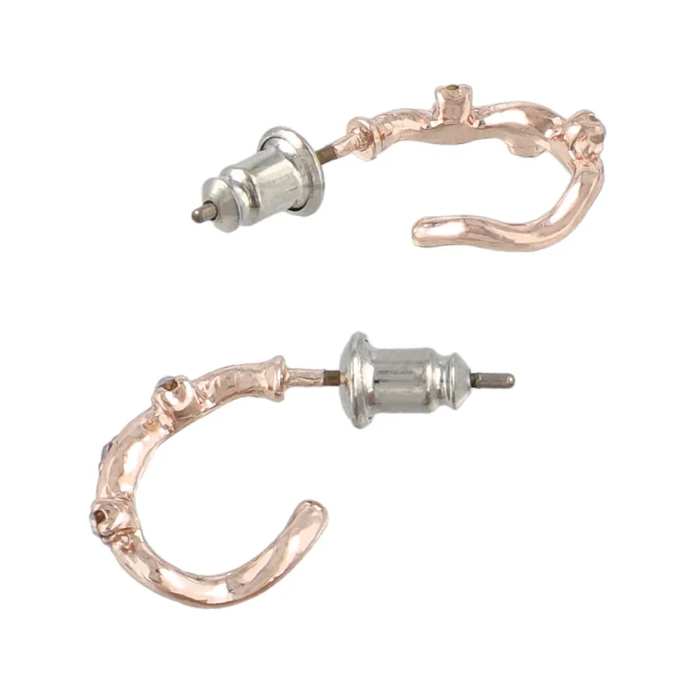 Rose Silver Inlaid Wavy Hoop Earrings