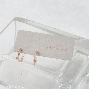 Rose Silver Inlaid Wavy Hoop Earrings