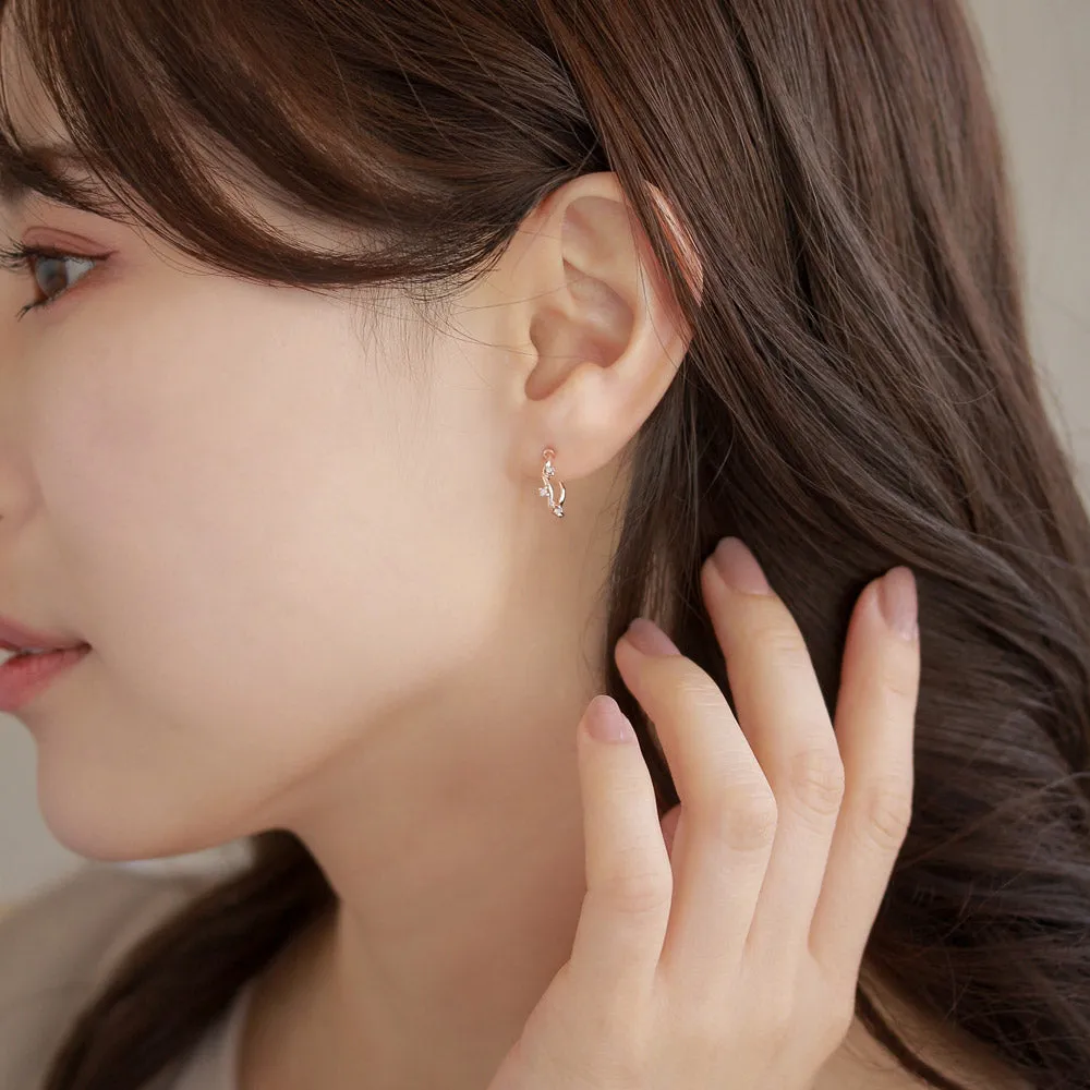 Rose Silver Inlaid Wavy Hoop Earrings