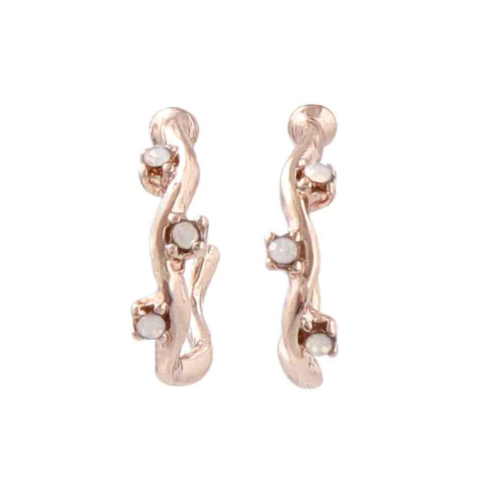 Rose Silver Inlaid Wavy Hoop Earrings