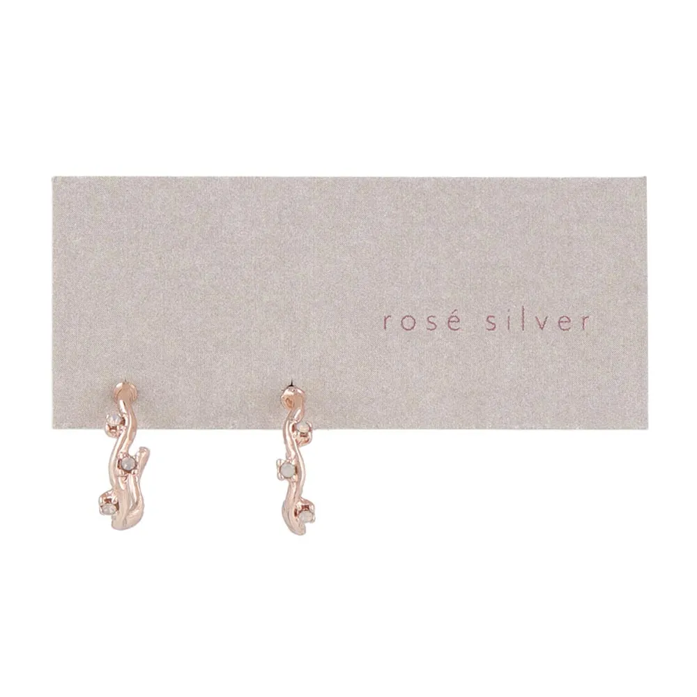 Rose Silver Inlaid Wavy Hoop Earrings