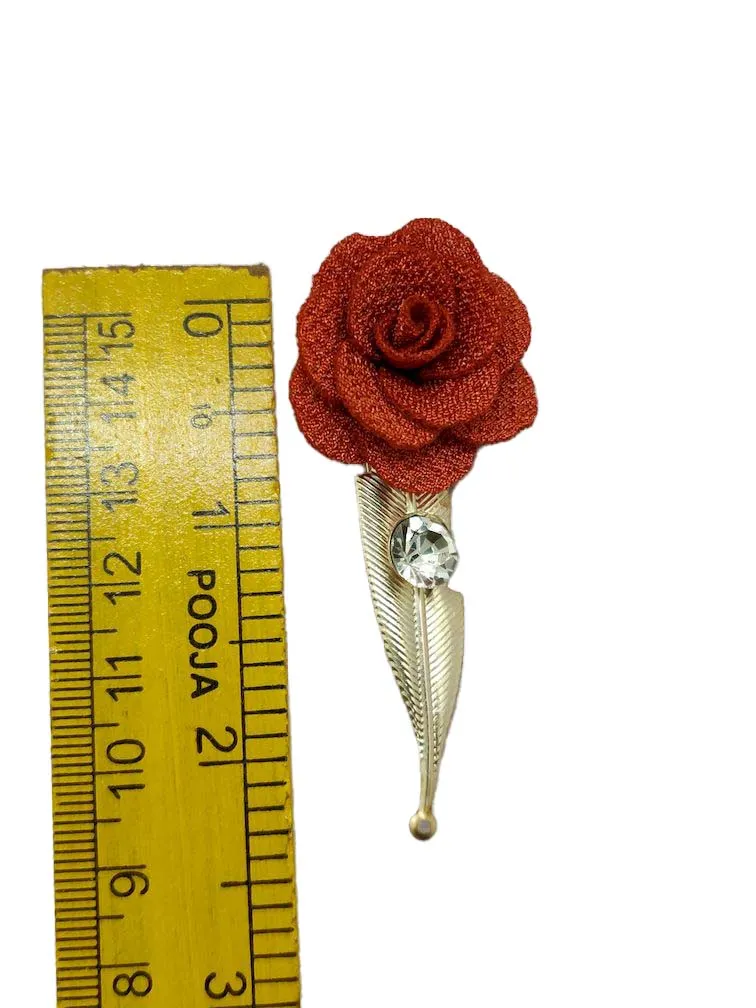 Rust Orange Open Flower Brooch