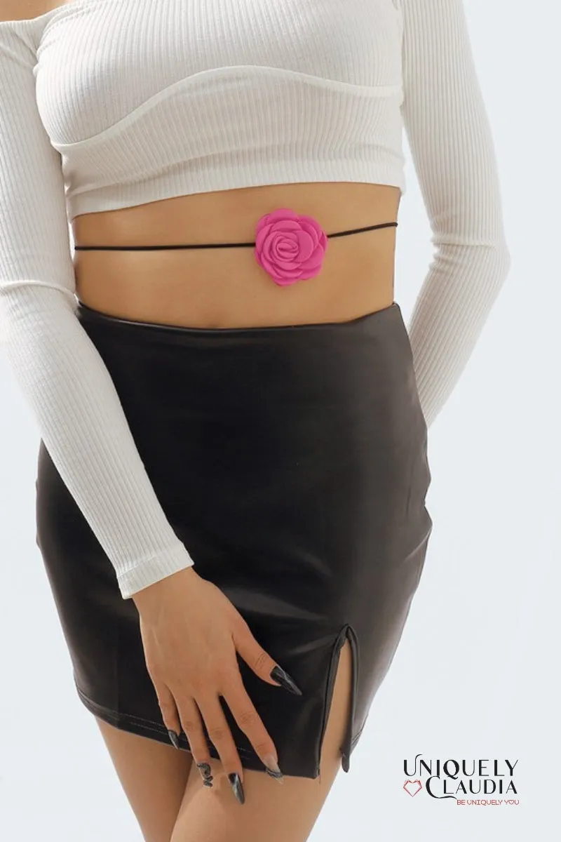 Satin Rose & Suede Choker