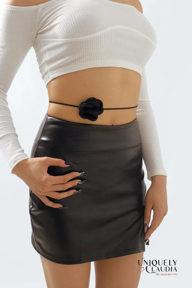 Satin Rose & Suede Choker