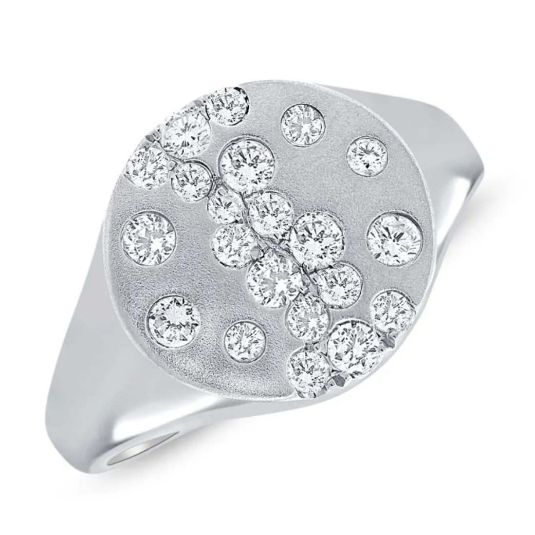 Scattered Round Diamond Confetti Signet Ring