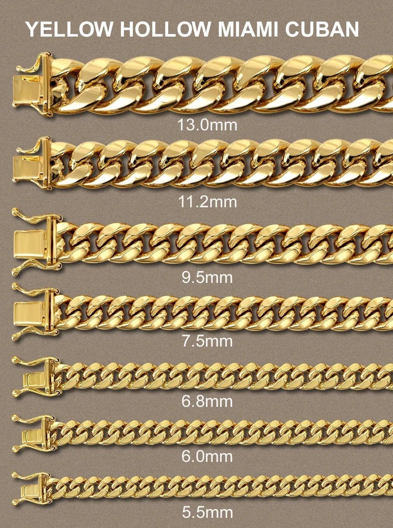 Semi Solid  Mens Miami Cuban Link Bracelet 10K Yellow Gold