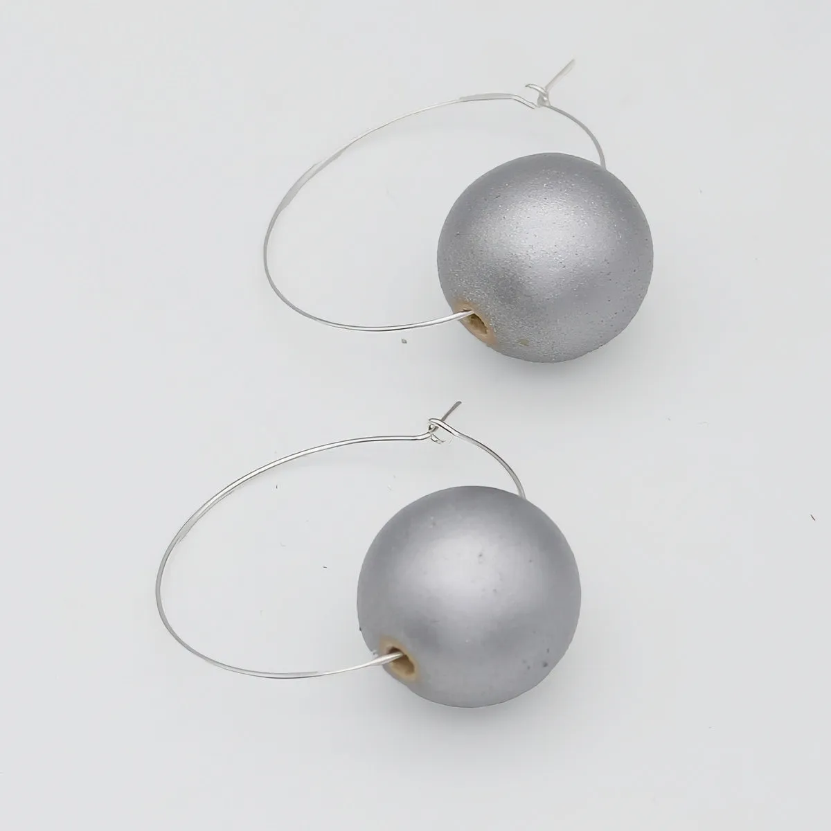 Silver Ball Hoop Dangle Earring