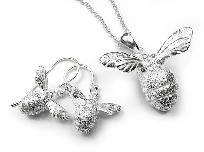 Silver Earrings - Bee