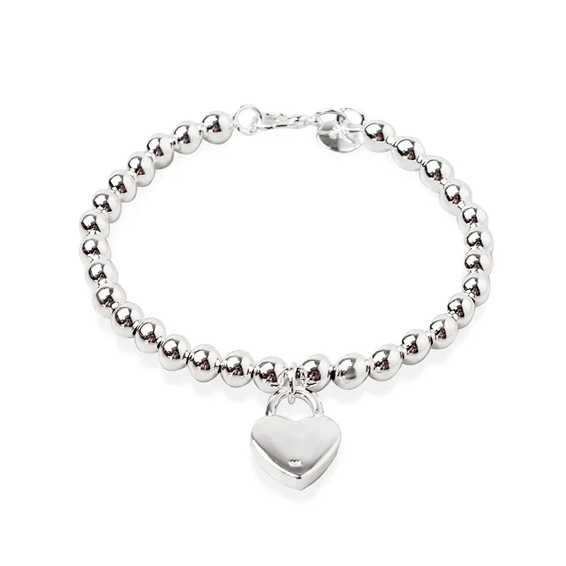 Silver Heart Lock Chain Bracelets