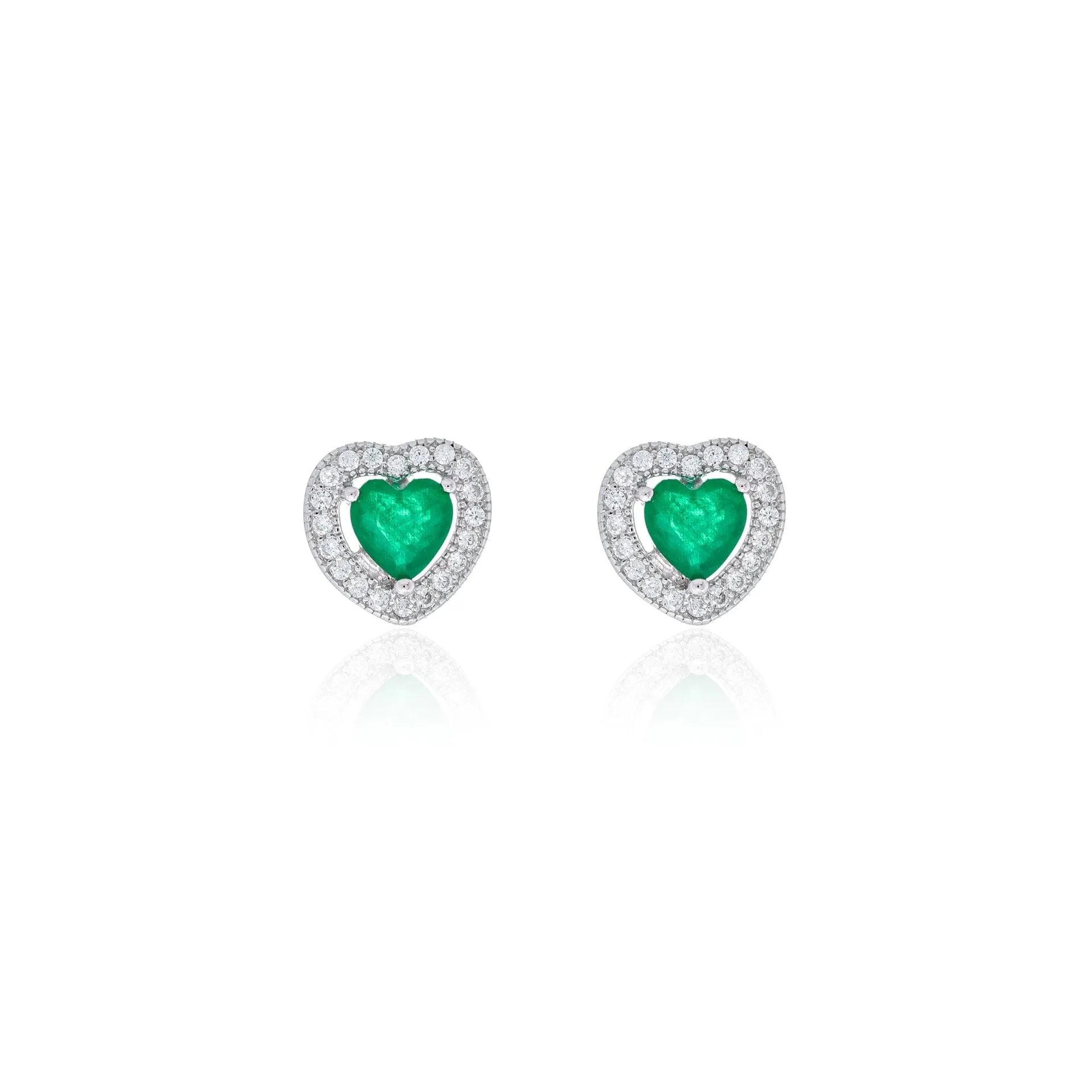Small Emerald Heart Earrings