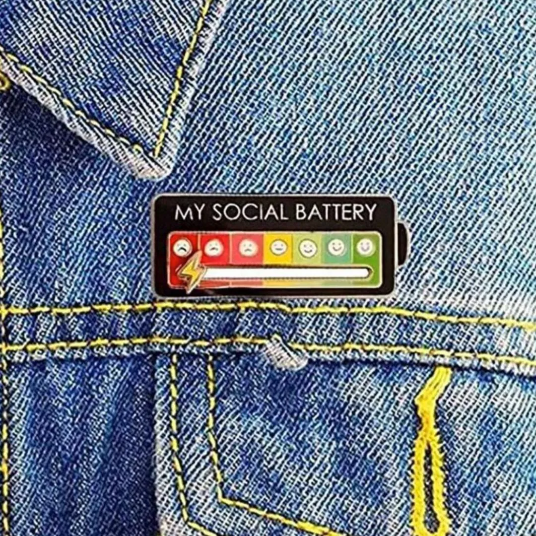 Social Battery Enamel Pin | Aesthetic Mood Brooch for Introverts