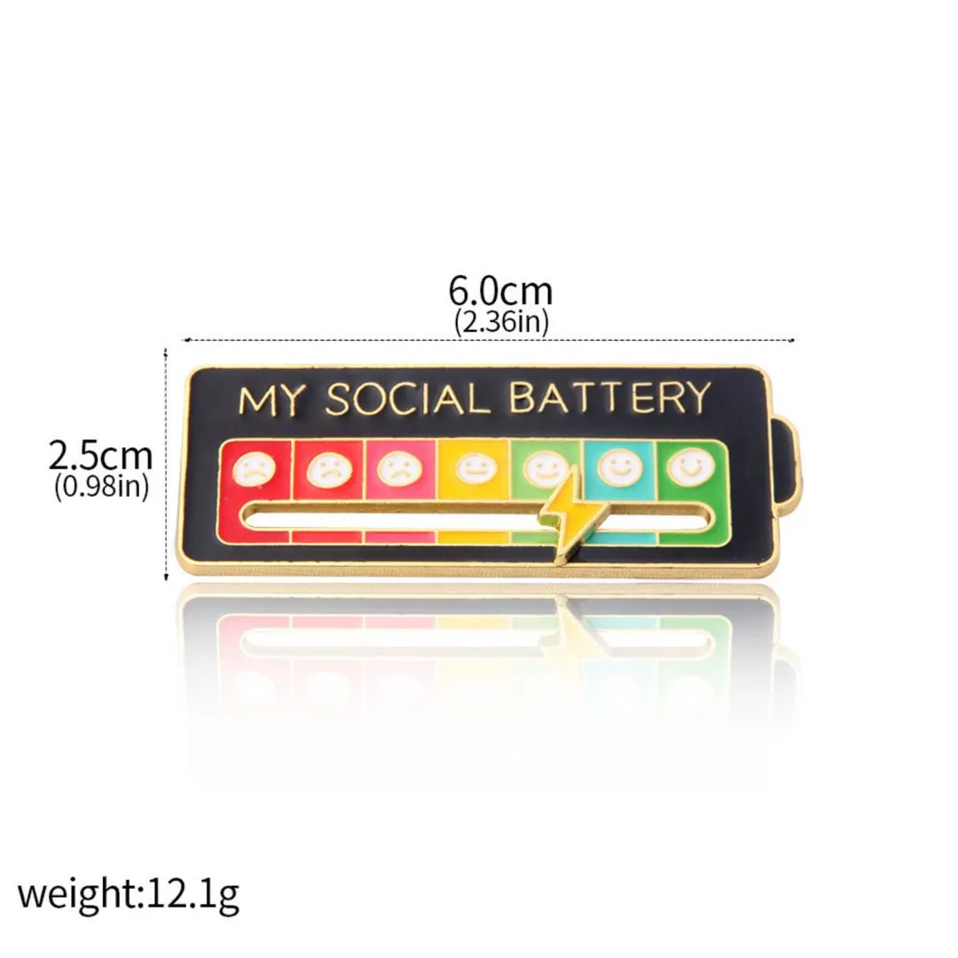 Social Battery Enamel Pin | Aesthetic Mood Brooch for Introverts