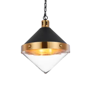 Sphercon Matte Black & Aged Gold Brass 3 Light Pendant
