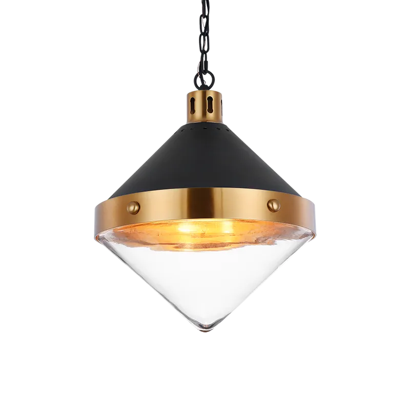 Sphercon Matte Black & Aged Gold Brass 3 Light Pendant
