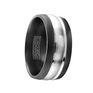 SPYRO Torque Black Cobalt Wedding Band Matte Finish Grooved Center Accent Flat Edges - 9 mm