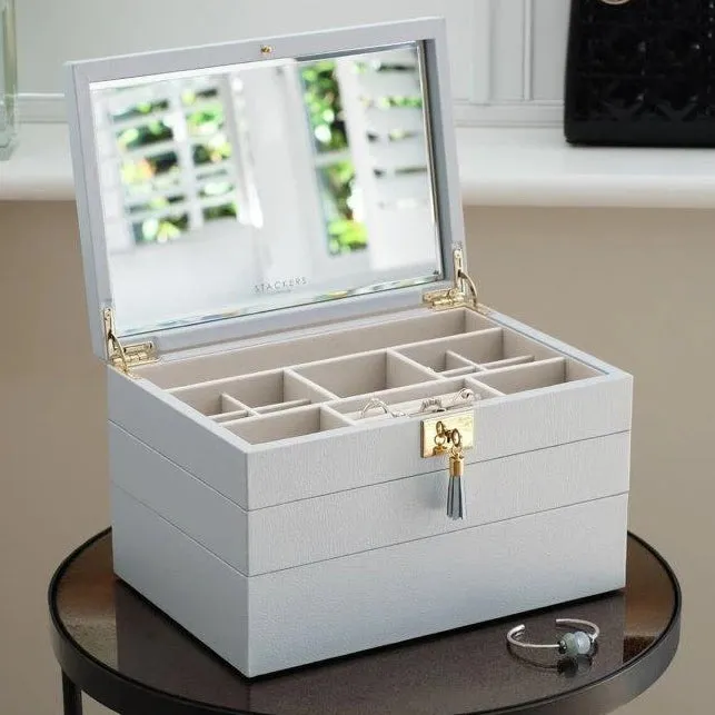 Stackers Powder Blue Leather Jewellery Box Set3 75458