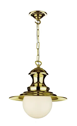 Station Polished Brass and Glass Small Single Pendant - ID 3739