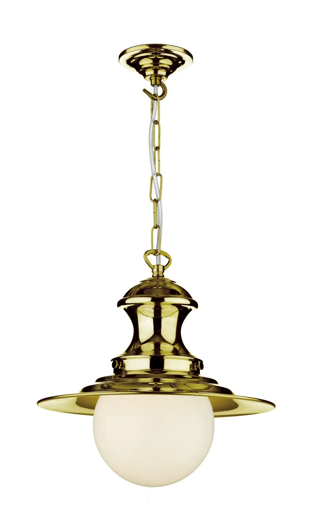 Station Polished Brass and Glass Small Single Pendant - ID 3739