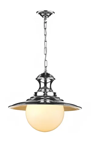 Station Polished Chrome and Glass Large Single Pendant - ID 3752