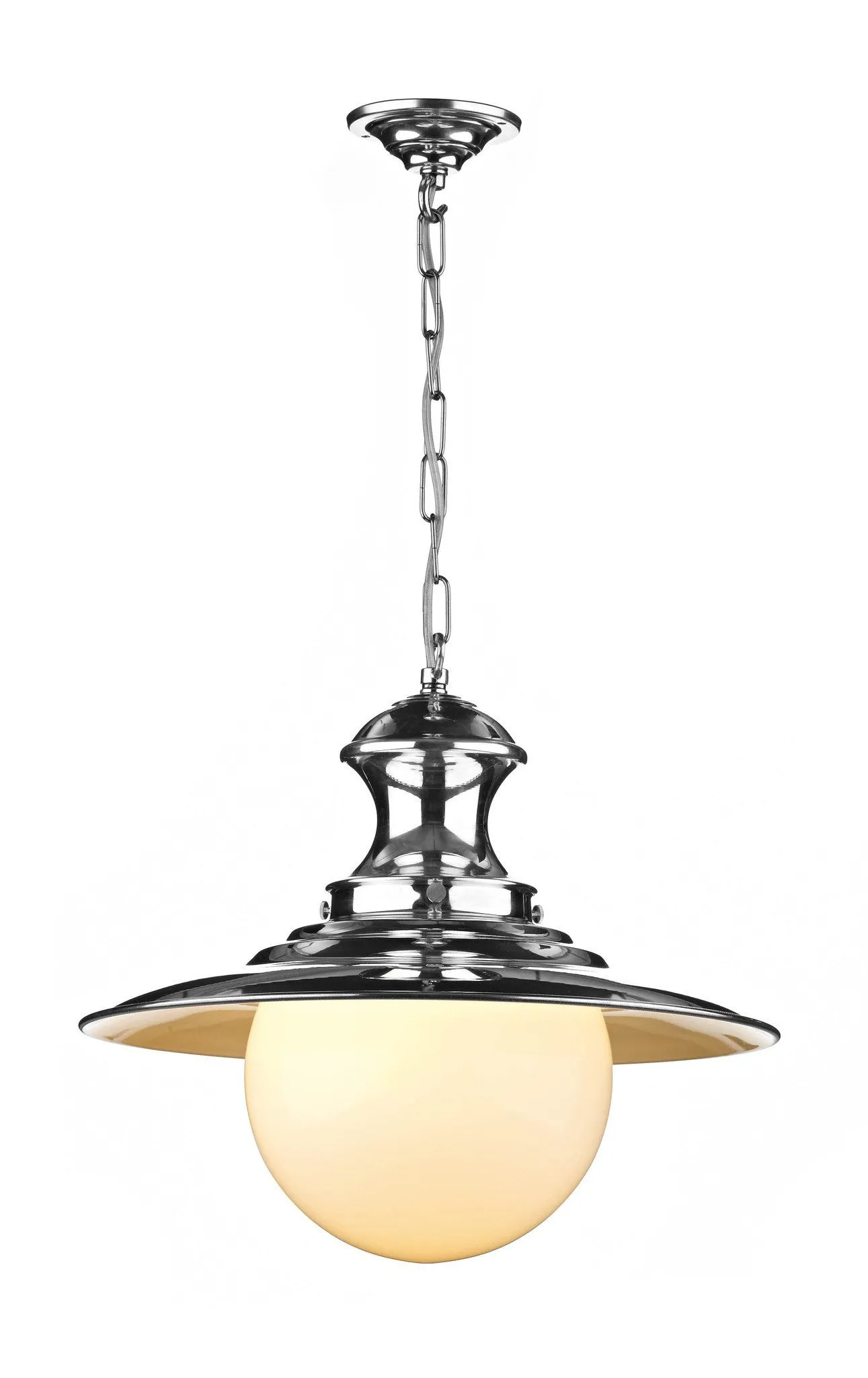 Station Polished Chrome and Glass Large Single Pendant - ID 3752