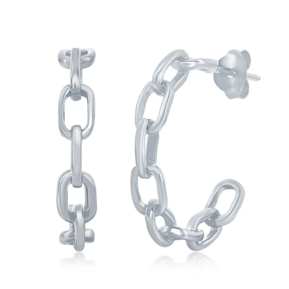 Sterling Silver Paperclip Hoop Earrings (97562)