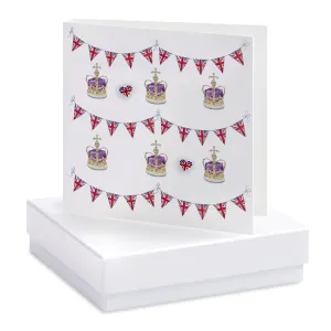 Sterling Silver Stud Earrings on Coronation Card - Handcrafted