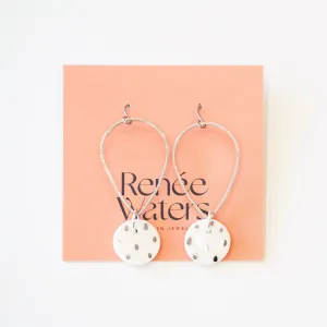 Teardrop Porcelain Earrings (Silver/Silver Dashes)