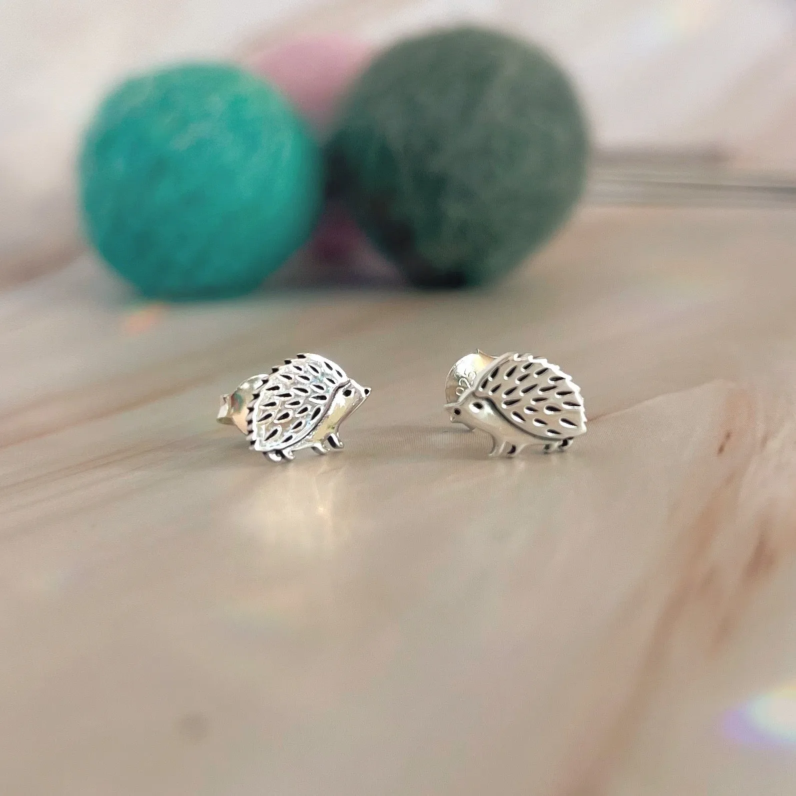 Tiny Stud Earrings: Silver Hedgehogs