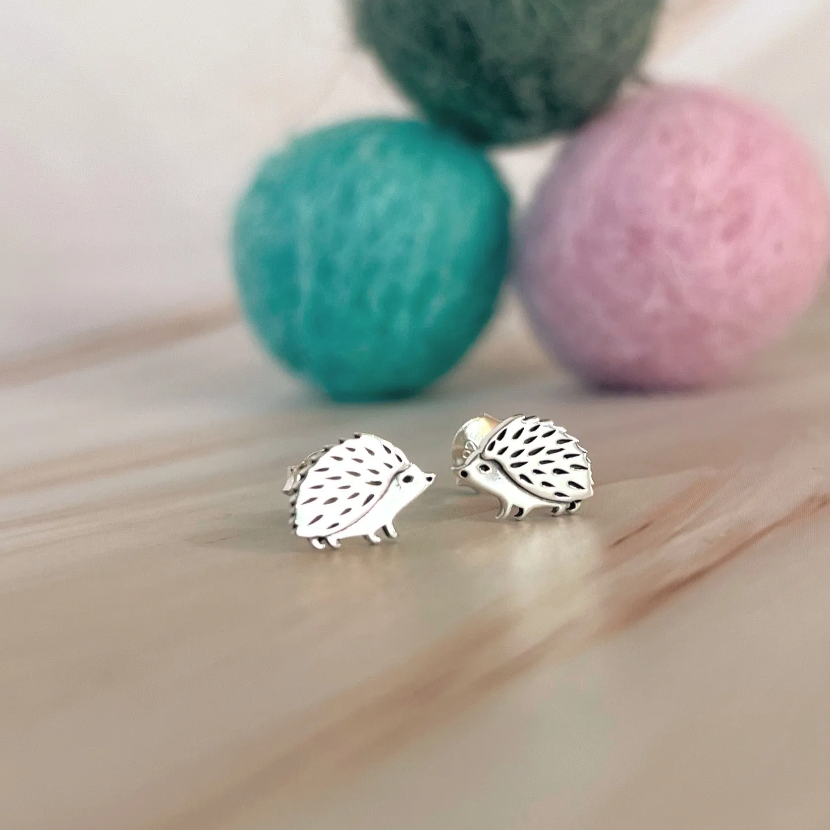 Tiny Stud Earrings: Silver Hedgehogs