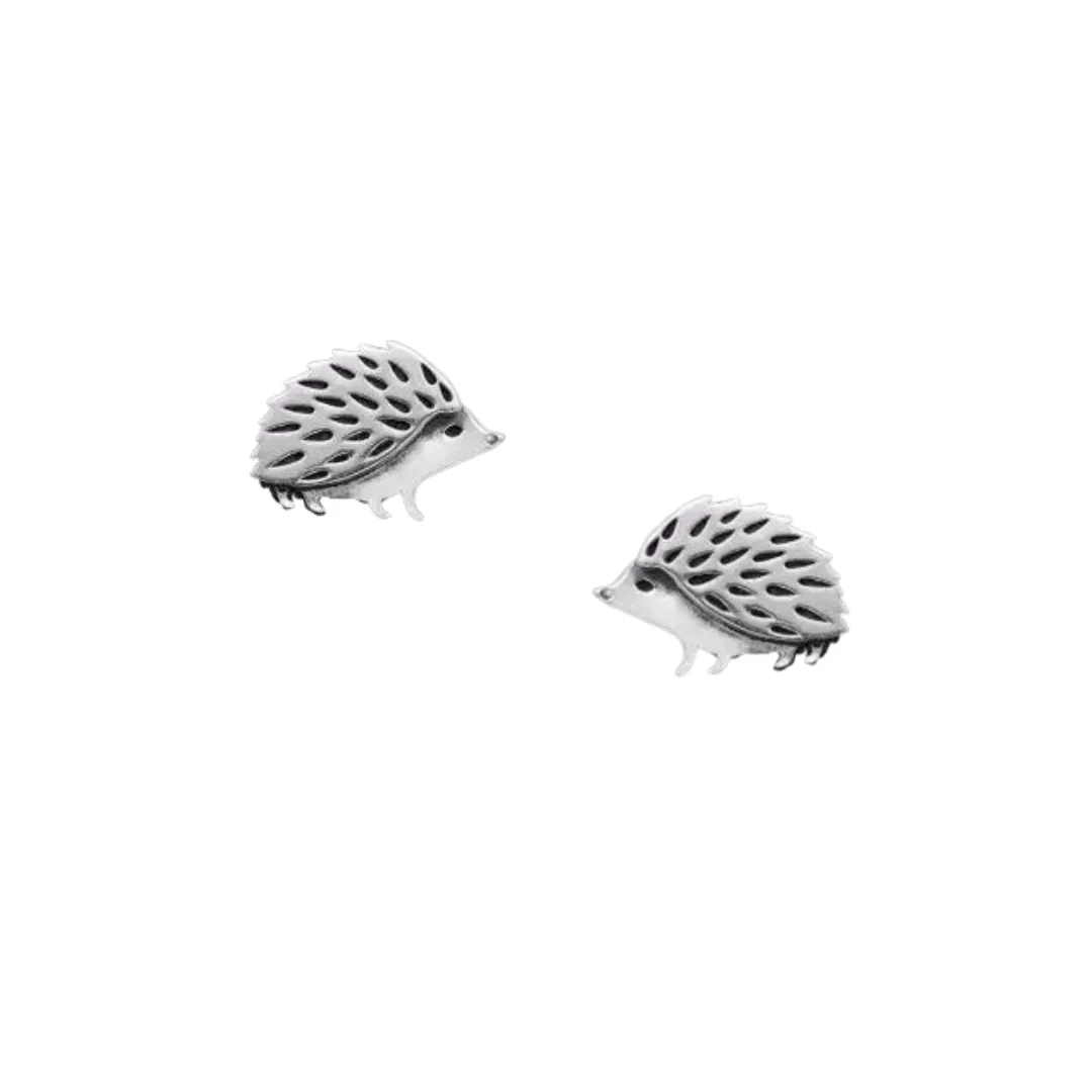 Tiny Stud Earrings: Silver Hedgehogs