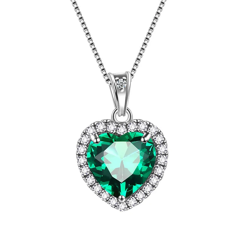 Tokyo Mart Heart Necklace Women Girls Crystal Birthstone Necklace Pendant Jewelry Birthday Gifts Sterling Silver