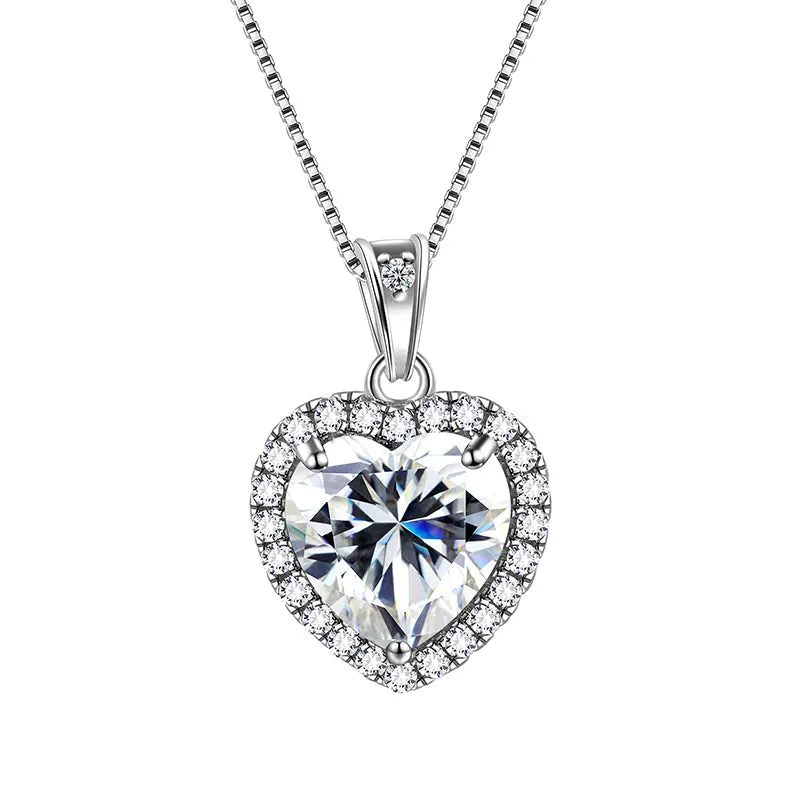 Tokyo Mart Heart Necklace Women Girls Crystal Birthstone Necklace Pendant Jewelry Birthday Gifts Sterling Silver