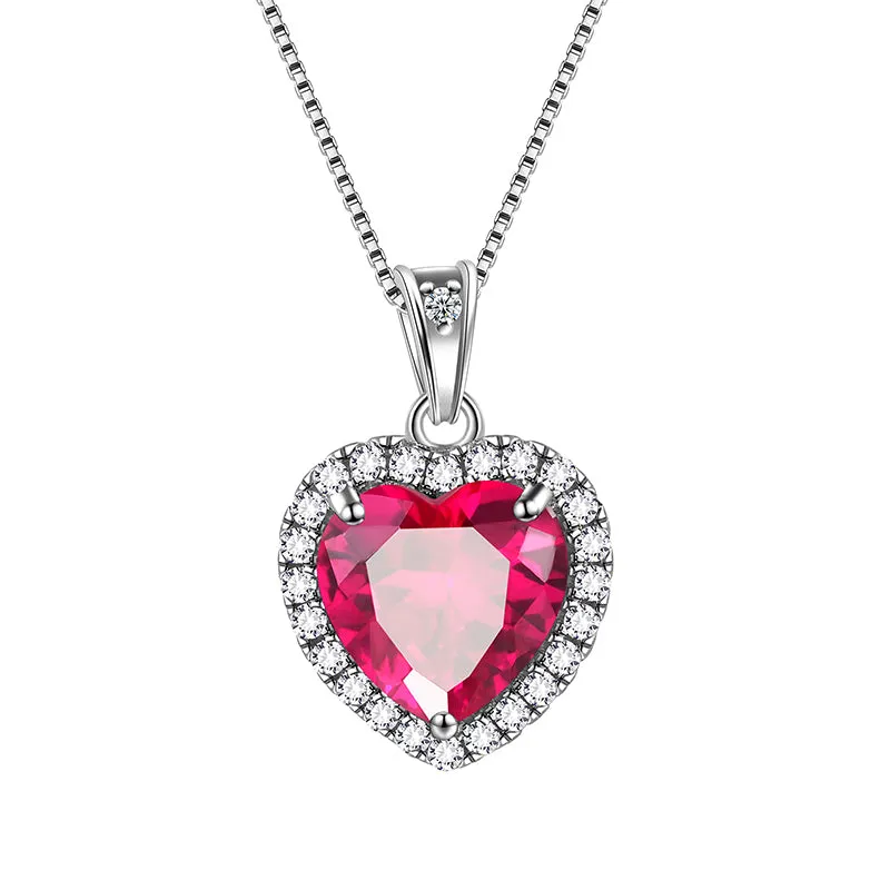 Tokyo Mart Heart Necklace Women Girls Crystal Birthstone Necklace Pendant Jewelry Birthday Gifts Sterling Silver