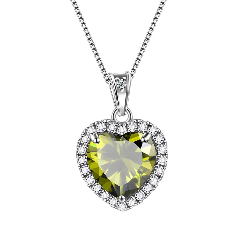 Tokyo Mart Heart Necklace Women Girls Crystal Birthstone Necklace Pendant Jewelry Birthday Gifts Sterling Silver