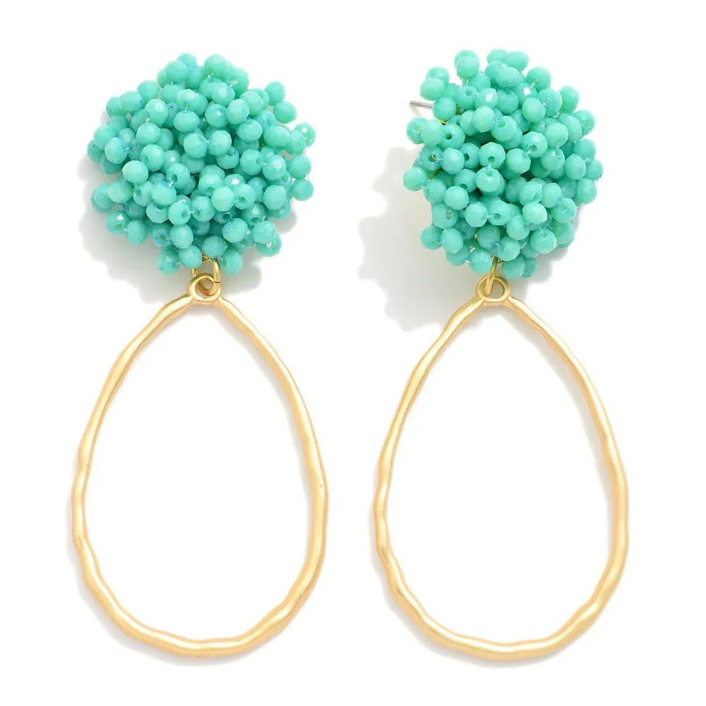 Turquoise Beaded Post Teardrop Earring