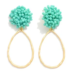 Turquoise Beaded Post Teardrop Earring