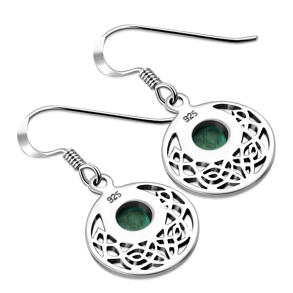 Turquoise Round Celtic Knot Silver Earrings