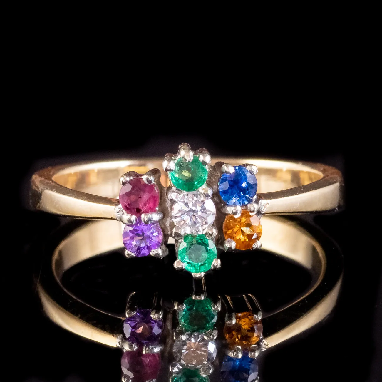 Vintage Gemstone Dearest Cluster Ring 18ct Gold